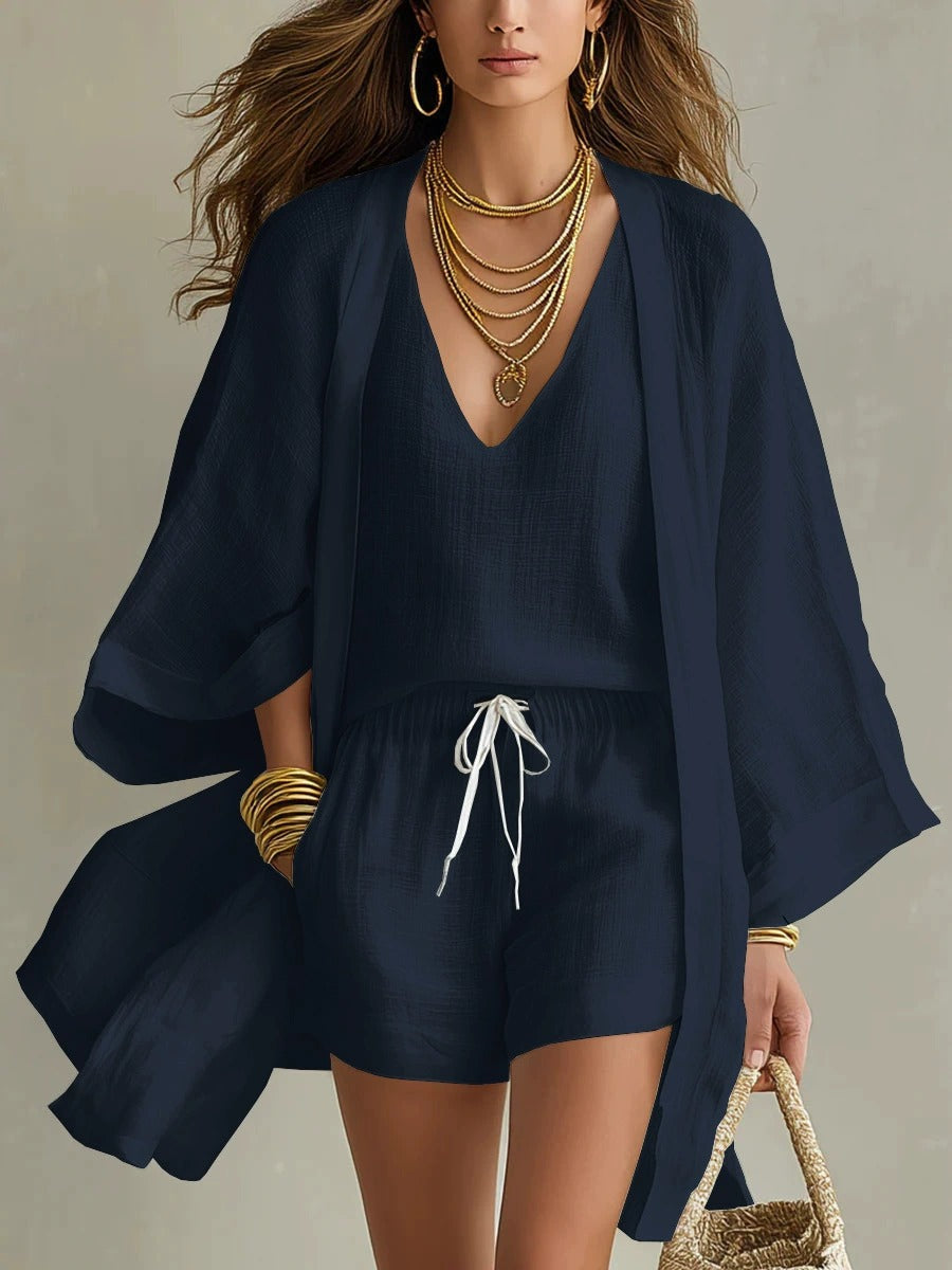 SOFÍA - CONJUNTO DE TRES PIEZAS CON KIMONO