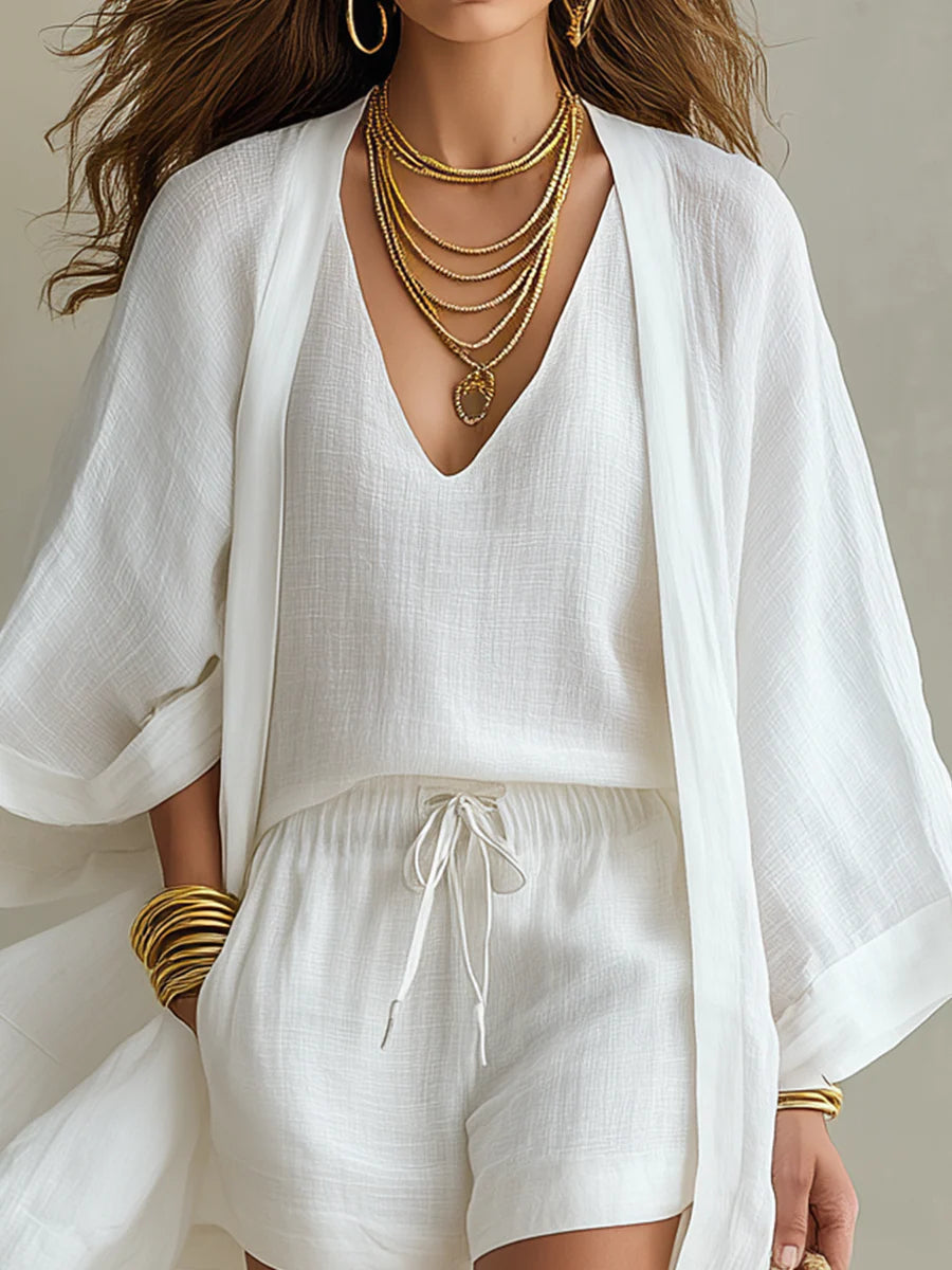 SOFÍA - CONJUNTO DE TRES PIEZAS CON KIMONO